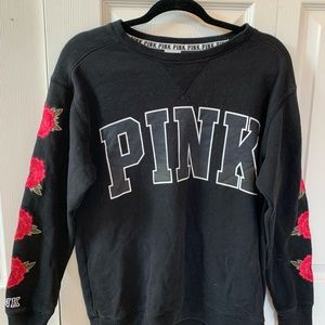 Pink Victorias Secret oversized rose crewneck